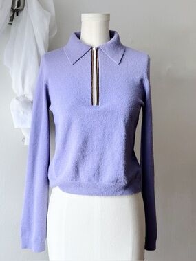 Vintage 00s y2k Aqua zip collar knit top Medium